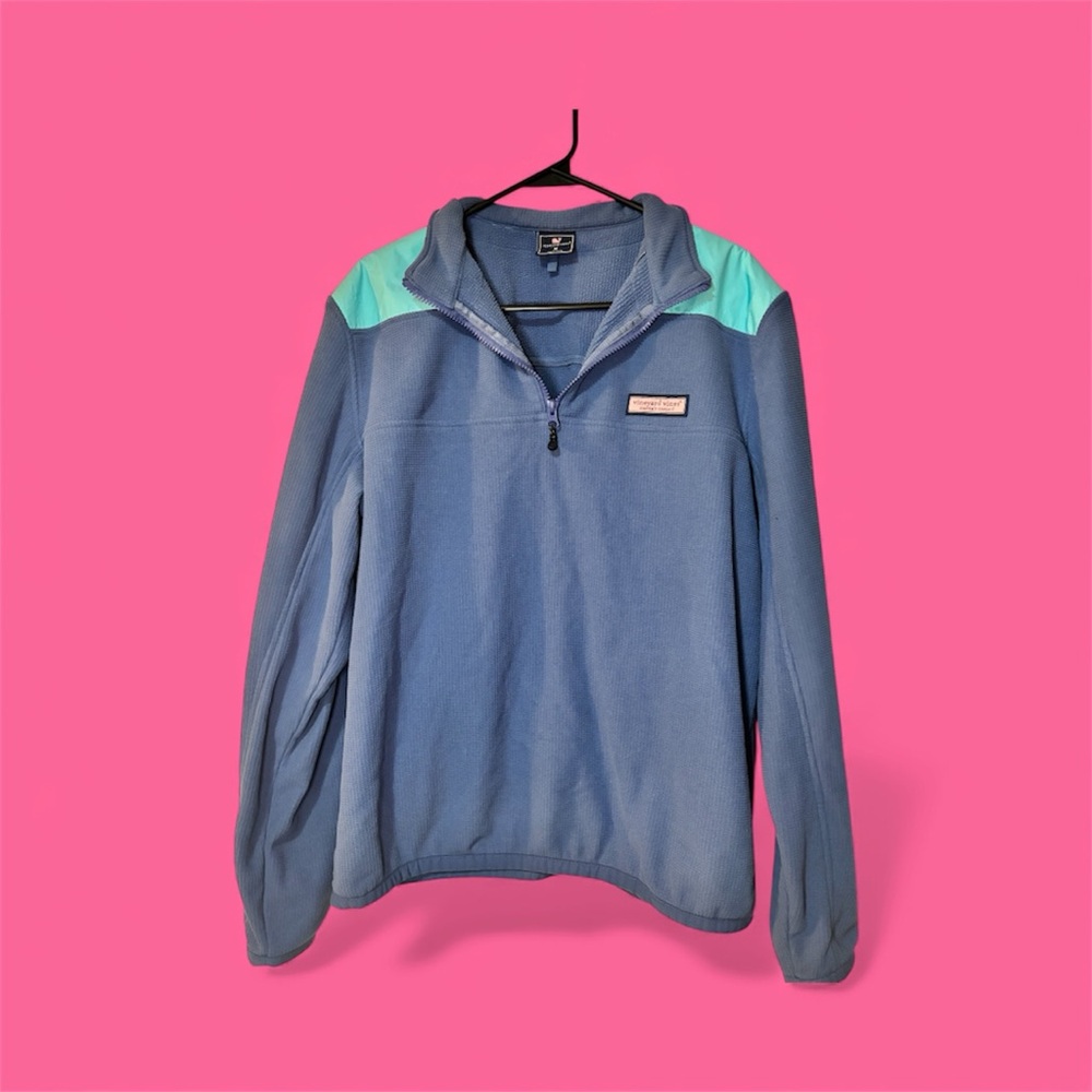 Vineyard Vines Blue and Teal Pullover Jacket Fleece